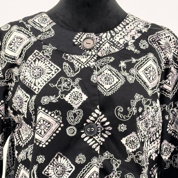 Coldwater Creek Jacket Women‎ 12 Cotton 2 Tone Floral Button Artsy Boho Light - Picture 5 of 8